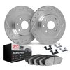 7312-64001 Drilled/Slotted Brake Rotor with 3000-Series Ceramic Brake Pads Kit & Hardware [Silver], 1962-1980 MG, Position: Fron - image 2