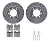 7312-65003 Drilled/Slotted Brake Rotor with 3000-Series Ceramic Brake Pads Kit & Hardware [Silver], 1969-1974 GM, Position: Rear - image 1