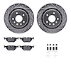 7312-65011 Drilled/Slotted Brake Rotor with 3000-Series Ceramic Brake Pads Kit & Hardware [Silver], 2002-2010 GM, Position: Rear - image 1