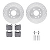 7312-65012 Drilled/Slotted Brake Rotor with 3000-Series Ceramic Brake Pads Kit & Hardware [Silver], 1997-2008 GM, Position: Rear - image 1