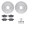 7312-65016 Drilled/Slotted Brake Rotor with 3000-Series Ceramic Brake Pads Kit & Hardware [Silver], 2003-2005 GM, Position: Fron - image 1