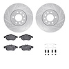 7312-65019 Drilled/Slotted Brake Rotor with 3000-Series Ceramic Brake Pads Kit & Hardware [Silver], 2003-2011 GM, Position: Fron - image 1