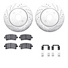 7312-65025 Drilled/Slotted Brake Rotor with 3000-Series Ceramic Brake Pads Kit & Hardware [Silver], 2010-2020 GM, Position: Rear - image 1