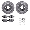 7312-65026 Drilled/Slotted Brake Rotor with 3000-Series Ceramic Brake Pads Kit & Hardware [Silver], Fits Select GM, Position: Re - image 1