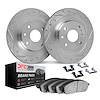 7312-67006 Drilled/Slotted Brake Rotor with 3000-Series Ceramic Brake Pads Kit & Hardware [Silver], 1977-1980 Infiniti/Nissan, P