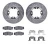 7312-67016 Drilled/Slotted Brake Rotor with 3000-Series Ceramic Brake Pads Kit & Hardware [Silver], 1986-1986 Infiniti/Nissan, P - image 1