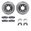7312-67019 Drilled/Slotted Brake Rotor with 3000-Series Ceramic Brake Pads Kit & Hardware [Silver], 1985-1989 Infiniti/Nissan, P - image 1