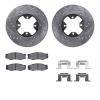 7312-67020 Drilled/Slotted Brake Rotor with 3000-Series Ceramic Brake Pads Kit & Hardware [Silver], 1984-1985 Infiniti/Nissan, P - image 1