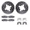 7312-67021 Drilled/Slotted Brake Rotor with 3000-Series Ceramic Brake Pads Kit & Hardware [Silver], 1984-1986 Infiniti/Nissan, P - image 1