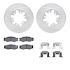 7312-67022 Drilled/Slotted Brake Rotor with 3000-Series Ceramic Brake Pads Kit & Hardware [Silver], 1982-1985 Infiniti/Nissan, P - image 1