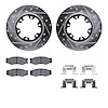 7312-67023 Drilled/Slotted Brake Rotor with 3000-Series Ceramic Brake Pads Kit & Hardware [Silver], 1983-1985 Infiniti/Nissan, P - image 1