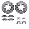 7312-67024 Drilled/Slotted Brake Rotor with 3000-Series Ceramic Brake Pads Kit & Hardware [Silver], 1985-1997 Infiniti/Nissan, P - image 1