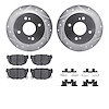 7312-67029 Drilled/Slotted Brake Rotor with 3000-Series Ceramic Brake Pads Kit & Hardware [Silver], 1982-1988 Infiniti/Nissan, P - image 1