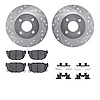 7312-67030 Drilled/Slotted Brake Rotor with 3000-Series Ceramic Brake Pads Kit & Hardware [Silver], 1984-1985 Infiniti/Nissan, P - image 1