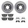 7312-67032 Drilled/Slotted Brake Rotor with 3000-Series Ceramic Brake Pads Kit & Hardware [Silver], 1989-1998 Infiniti/Nissan, P - image 1