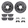 7312-67033 Drilled/Slotted Brake Rotor with 3000-Series Ceramic Brake Pads Kit & Hardware [Silver], 1994-1998 Infiniti/Nissan, P - image 1
