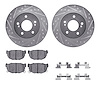 7312-67034 Drilled/Slotted Brake Rotor with 3000-Series Ceramic Brake Pads Kit & Hardware [Silver], 1987-1989 Infiniti/Nissan, P - image 1