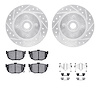 7312-67043 Drilled/Slotted Brake Rotor with 3000-Series Ceramic Brake Pads Kit & Hardware [Silver], 1985-1987 Infiniti/Nissan, P - image 1