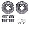 7312-67044 Drilled/Slotted Brake Rotor with 3000-Series Ceramic Brake Pads Kit & Hardware [Silver], 1989-1990 Infiniti/Nissan, P - image 1