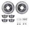 7312-67047 Drilled/Slotted Brake Rotor with 3000-Series Ceramic Brake Pads Kit & Hardware [Silver], 1984-1984 Infiniti/Nissan, P - image 1