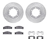 7312-67052 Drilled/Slotted Brake Rotor with 3000-Series Ceramic Brake Pads Kit & Hardware [Silver], 1998-2015 Infiniti/Nissan, P - image 1