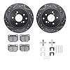 7312-67058 Drilled/Slotted Brake Rotor with 3000-Series Ceramic Brake Pads Kit & Hardware [Silver], 1989-1996 Infiniti/Nissan, P - image 1