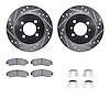 7312-67062 Drilled/Slotted Brake Rotor with 3000-Series Ceramic Brake Pads Kit & Hardware [Silver], 1991-1994 Infiniti/Nissan, P - image 1