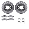 7312-67063 Drilled/Slotted Brake Rotor with 3000-Series Ceramic Brake Pads Kit & Hardware [Silver], 1991-2006 Infiniti/Nissan, P - image 1