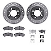 7312-67076 Drilled/Slotted Brake Rotor with 3000-Series Ceramic Brake Pads Kit & Hardware [Silver], 1995-2000 Infiniti/Nissan, P - image 1
