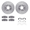 7312-67079 Drilled/Slotted Brake Rotor with 3000-Series Ceramic Brake Pads Kit & Hardware [Silver], 2004-2017 Infiniti/Nissan, P - image 1