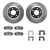 7312-67085 Drilled/Slotted Brake Rotor with 3000-Series Ceramic Brake Pads Kit & Hardware [Silver], 2007-2012 Infiniti/Nissan, P - image 1