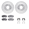 7312-67089 Drilled/Slotted Brake Rotor with 3000-Series Ceramic Brake Pads Kit & Hardware [Silver], 2013-2019 Infiniti/Nissan, P - image 1