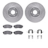 7312-67091 Drilled/Slotted Brake Rotor with 3000-Series Ceramic Brake Pads Kit & Hardware [Silver], 2005-2020 Infiniti/Nissan, P - image 1