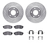 7312-67093 Drilled/Slotted Brake Rotor with 3000-Series Ceramic Brake Pads Kit & Hardware [Silver], 2002-2006 Infiniti/Nissan, P - image 1