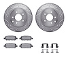 7312-67100 Drilled/Slotted Brake Rotor with 3000-Series Ceramic Brake Pads Kit & Hardware [Silver], 2005-2021 Infiniti/Nissan, P - image 1