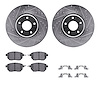 7312-67104 Drilled/Slotted Brake Rotor with 3000-Series Ceramic Brake Pads Kit & Hardware [Silver], 2003-2005 Infiniti/Nissan, P - image 1