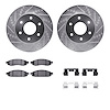 7312-67112 Drilled/Slotted Brake Rotor with 3000-Series Ceramic Brake Pads Kit & Hardware [Silver], 2004-2005 Infiniti/Nissan, P - image 1