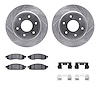7312-67113 Drilled/Slotted Brake Rotor with 3000-Series Ceramic Brake Pads Kit & Hardware [Silver], 2005-2007 Infiniti/Nissan, P - image 1