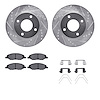 7312-67114 Drilled/Slotted Brake Rotor with 3000-Series Ceramic Brake Pads Kit & Hardware [Silver], 2007-2017 Infiniti/Nissan, P - image 1
