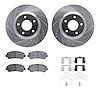 7312-67116 Drilled/Slotted Brake Rotor with 3000-Series Ceramic Brake Pads Kit & Hardware [Silver], 2008-2015 Infiniti/Nissan, P - image 1