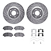 7312-67117 Drilled/Slotted Brake Rotor with 3000-Series Ceramic Brake Pads Kit & Hardware [Silver], 2007-2017 Infiniti/Nissan, P - image 1