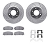 7312-67119 Drilled/Slotted Brake Rotor with 3000-Series Ceramic Brake Pads Kit & Hardware [Silver], Fits Select Infiniti/Nissan, - image 1