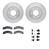 7312-67121 Drilled/Slotted Brake Rotor with 3000-Series Ceramic Brake Pads Kit & Hardware [Silver], Fits Select Infiniti/Nissan, - image 1