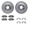 7312-67126 Drilled/Slotted Brake Rotor with 3000-Series Ceramic Brake Pads Kit & Hardware [Silver], Fits Select Infiniti/Nissan, - image 1