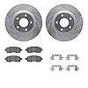 7312-67127 Drilled/Slotted Brake Rotor with 3000-Series Ceramic Brake Pads Kit & Hardware [Silver], 2014-2017 Infiniti/Nissan, P - image 1