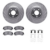 7312-67128 Drilled/Slotted Brake Rotor with 3000-Series Ceramic Brake Pads Kit & Hardware [Silver], 2014-2019 Infiniti/Nissan, P - image 1