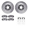 7312-67129 Drilled/Slotted Brake Rotor with 3000-Series Ceramic Brake Pads Kit & Hardware [Silver], Fits Select Infiniti/Nissan, - image 1