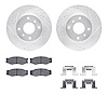 7312-68001 Drilled/Slotted Brake Rotor with 3000-Series Ceramic Brake Pads Kit & Hardware [Silver], 1990-1992 Infiniti/Nissan, P - image 1