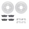 7312-68002 Drilled/Slotted Brake Rotor with 3000-Series Ceramic Brake Pads Kit & Hardware [Silver], 1990-1992 Infiniti/Nissan, P - image 1