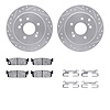 7312-68003 Drilled/Slotted Brake Rotor with 3000-Series Ceramic Brake Pads Kit & Hardware [Silver], 1990-1993 Infiniti/Nissan, P - image 1